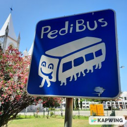 PediBus sign installed beside a Church